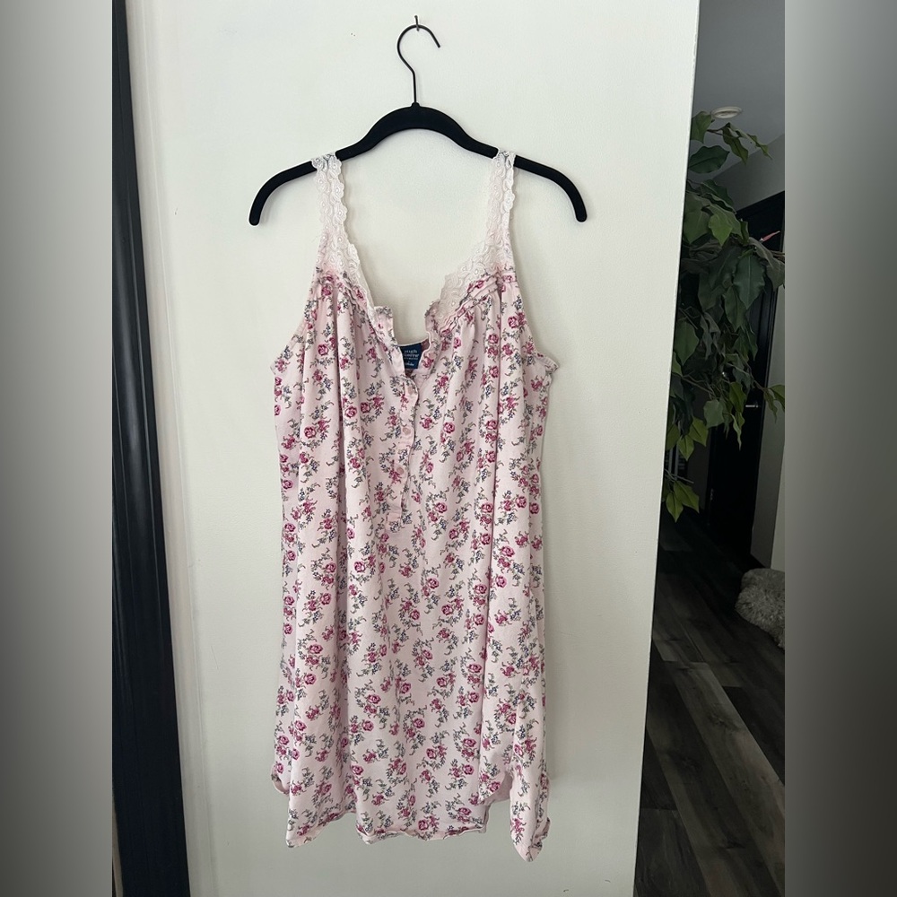 80s-90s Vintage Floral Lace Trim house dress